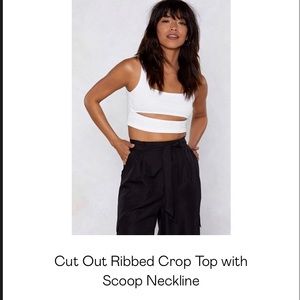 Nasty Gal Cut Out Ribbed Crop Top with Scoop Neck